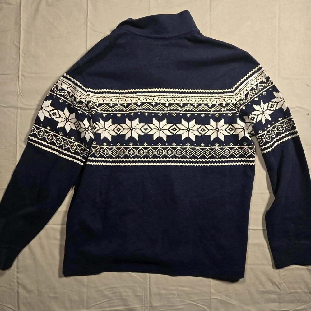 Polo Ralph Lauren 1/4 Zip Sweater Mens L Estate Rib SNOWFLAKE pattern